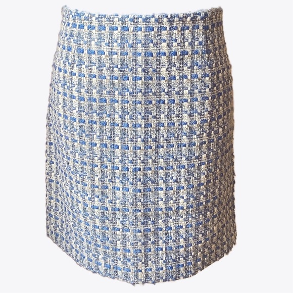 KAFFE Regatta/White Boucle Tweed Pencil Skirt Size 36 - Picture 1 of 15